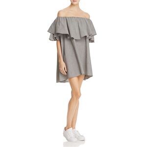 MLM Label Womens Ruffle Tunic Dress, Grey, NWT